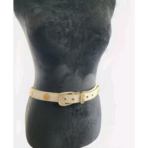 Elite Fresno Womens Western Belt Brown Basket Weave Lucite Polished Stones L